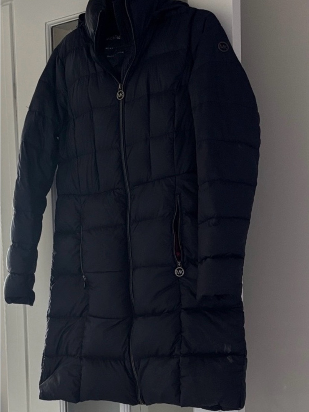 Michael Kors Black Quilted Hooded Long Puffer Jacket